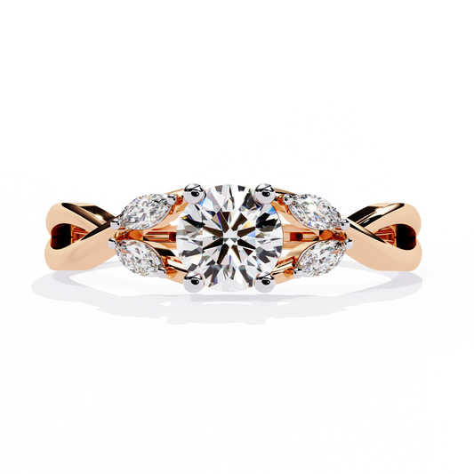 Round and Marquise Cut Lab Grown Diamond Handcrafted Promise Ring For Women's