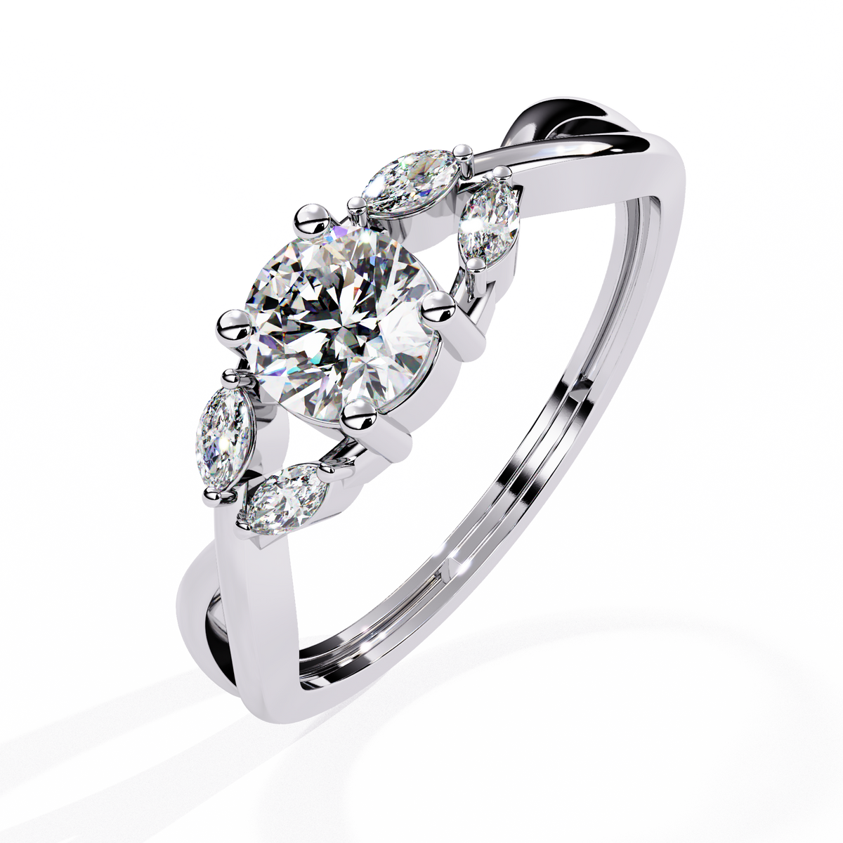 Round and Marquise Cut Lab Grown Diamond Handcrafted Promise Ring For Women's - HIGHCARAT DIAMONDS