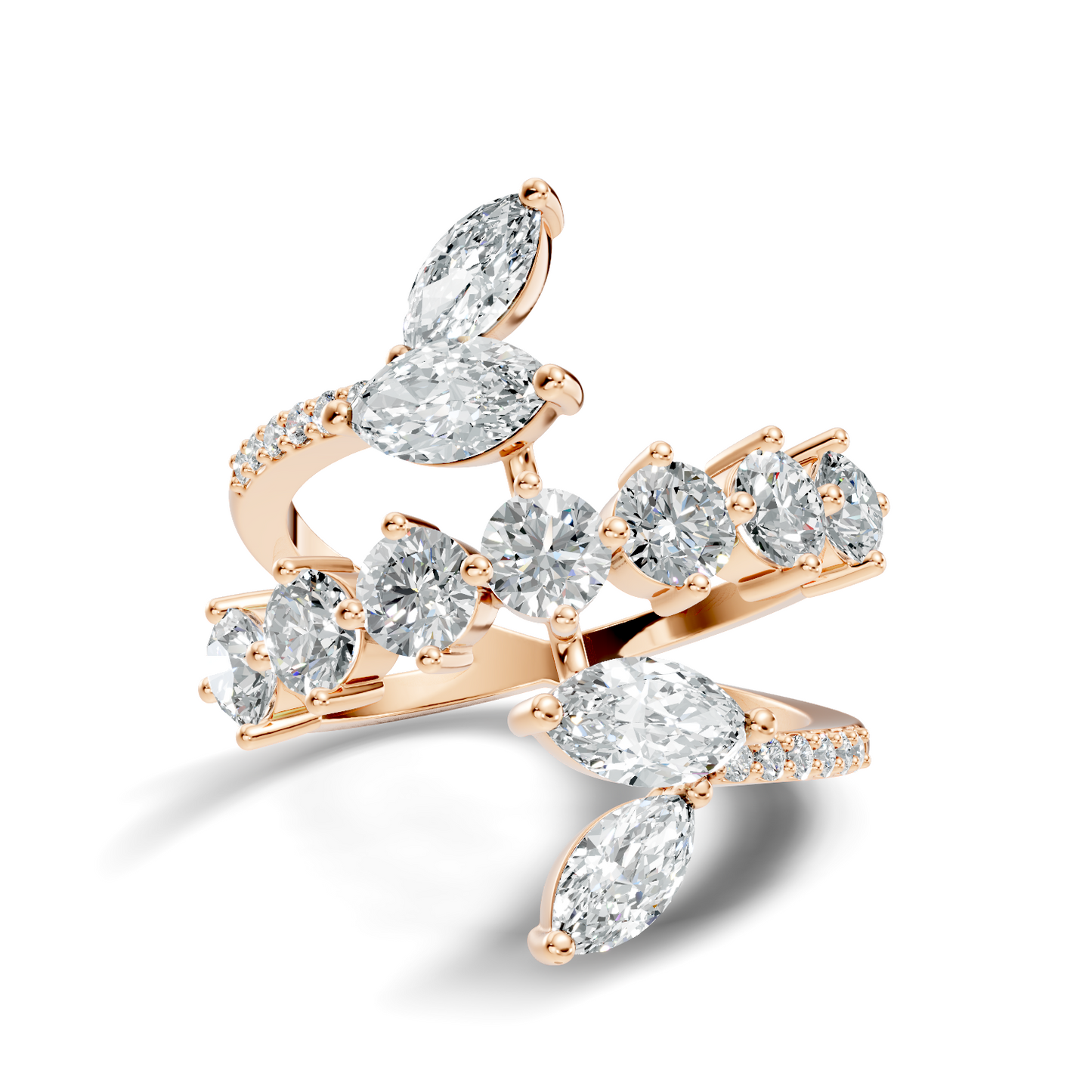 2.51Ct Round and Marquise Cut Lab Grown Diamond Vintage Delicate Classic Wedding Ring For Her - HIGHCARAT DIAMONDS