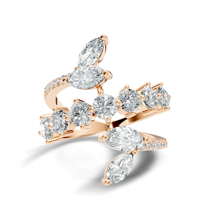 2.51Ct Round and Marquise Cut Lab Grown Diamond Vintage Delicate Classic Wedding Ring For Her - HIGHCARAT DIAMONDS