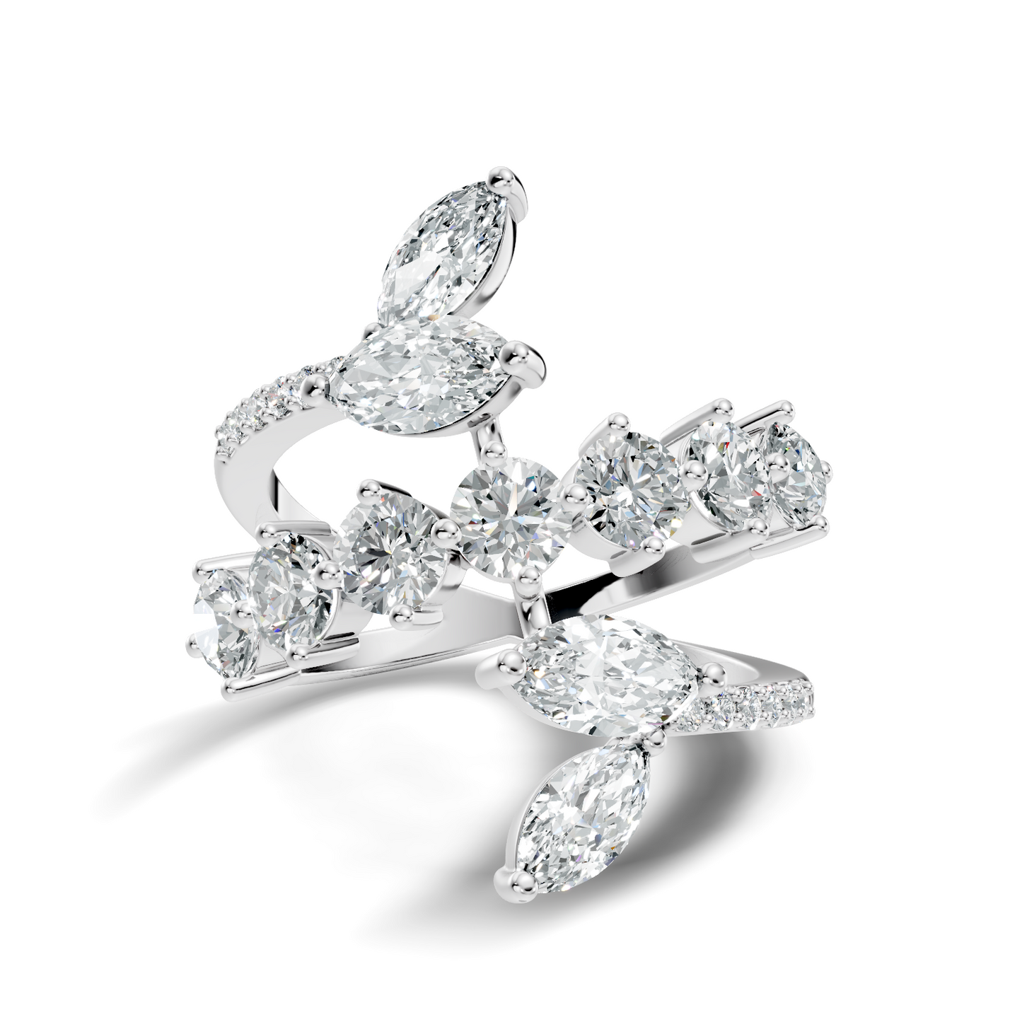 2.51Ct Round and Marquise Cut Lab Grown Diamond Vintage Delicate Classic Wedding Ring For Her - HIGHCARAT DIAMONDS