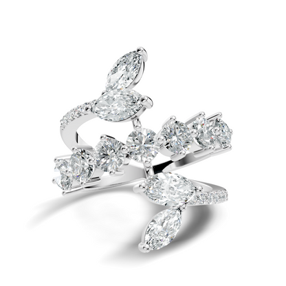 2.51Ct Round and Marquise Cut Lab Grown Diamond Vintage Delicate Classic Wedding Ring For Her - HIGHCARAT DIAMONDS