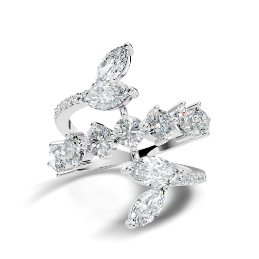 2.51Ct Round and Marquise Cut Lab Grown Diamond Vintage Delicate Classic Wedding Ring For Her - HIGHCARAT DIAMONDS