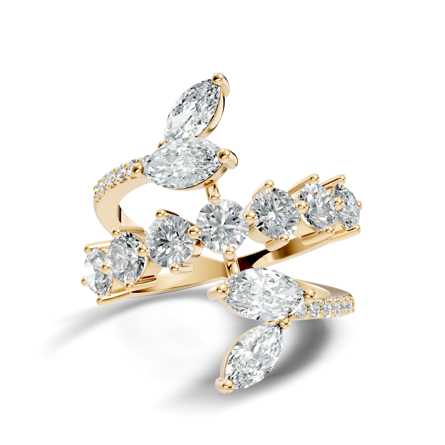 2.51Ct Round and Marquise Cut Lab Grown Diamond Vintage Delicate Classic Wedding Ring For Her - HIGHCARAT DIAMONDS