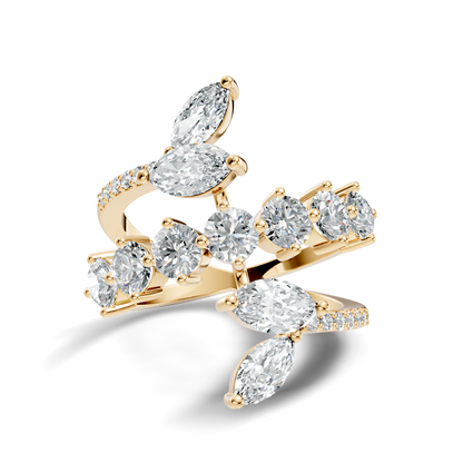 2.51Ct Round and Marquise Cut Lab Grown Diamond Vintage Delicate Classic Wedding Ring For Her - HIGHCARAT DIAMONDS