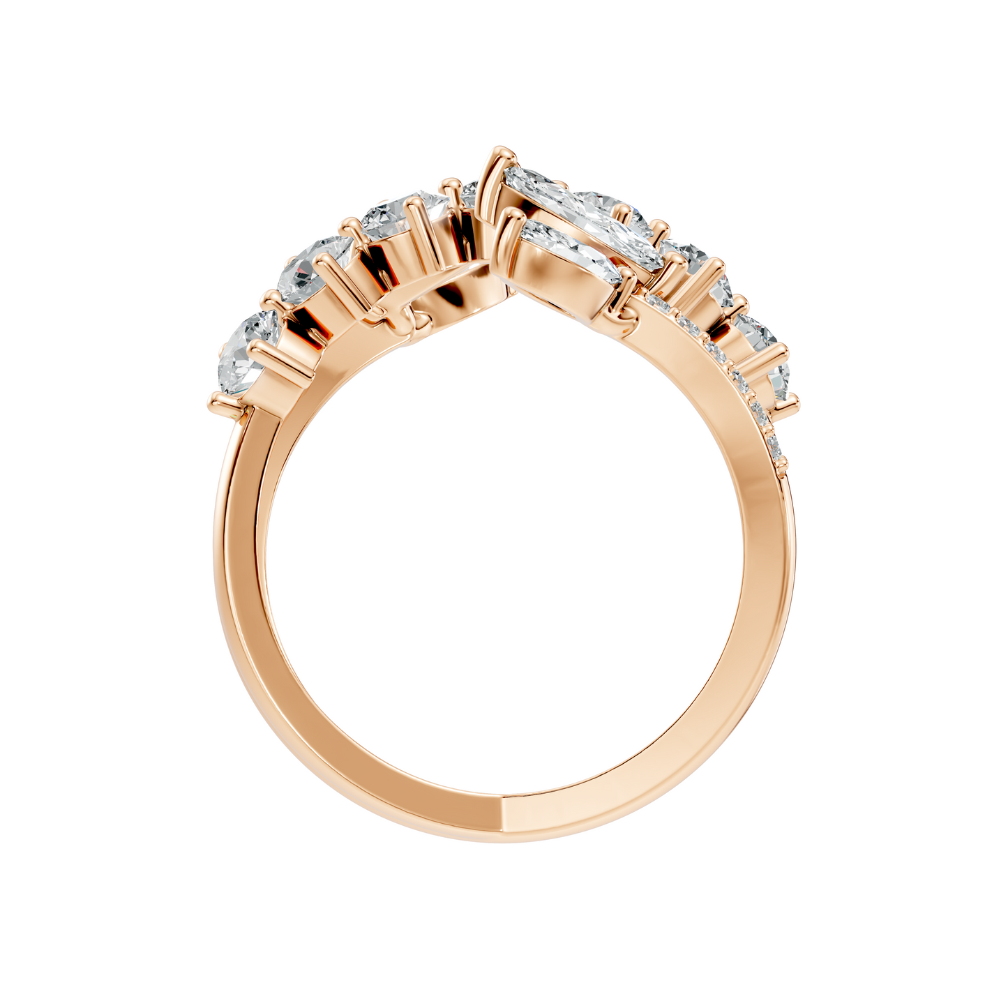 2.51Ct Round and Marquise Cut Lab Grown Diamond Vintage Delicate Classic Wedding Ring For Her - HIGHCARAT DIAMONDS