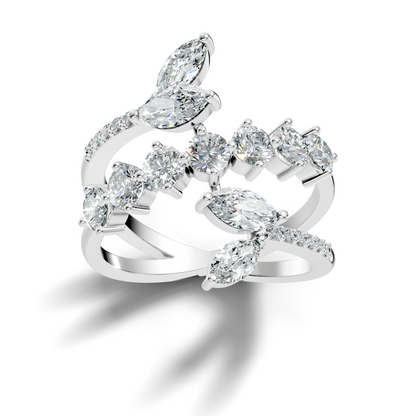 2.51Ct Round and Marquise Cut Lab Grown Diamond Vintage Delicate Classic Wedding Ring For Her - HIGHCARAT DIAMONDS
