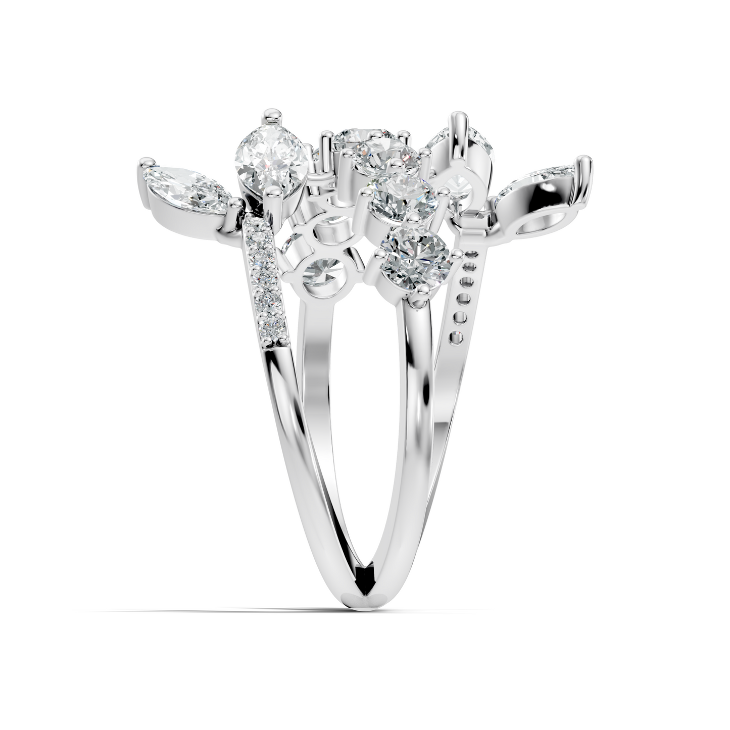 2.51Ct Round and Marquise Cut Lab Grown Diamond Vintage Delicate Classic Wedding Ring For Her - HIGHCARAT DIAMONDS