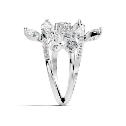 2.51Ct Round and Marquise Cut Lab Grown Diamond Vintage Delicate Classic Wedding Ring For Her - HIGHCARAT DIAMONDS