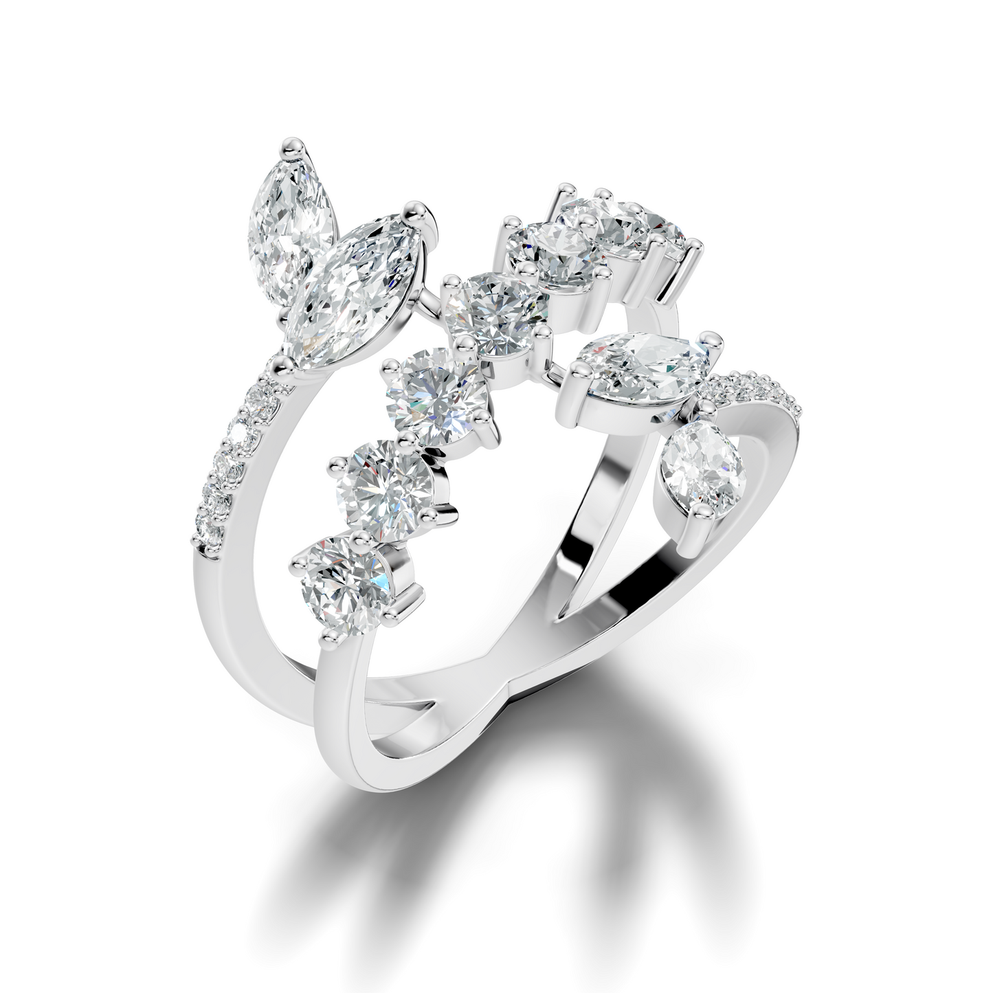 2.51Ct Round and Marquise Cut Lab Grown Diamond Vintage Delicate Classic Wedding Ring For Her - HIGHCARAT DIAMONDS
