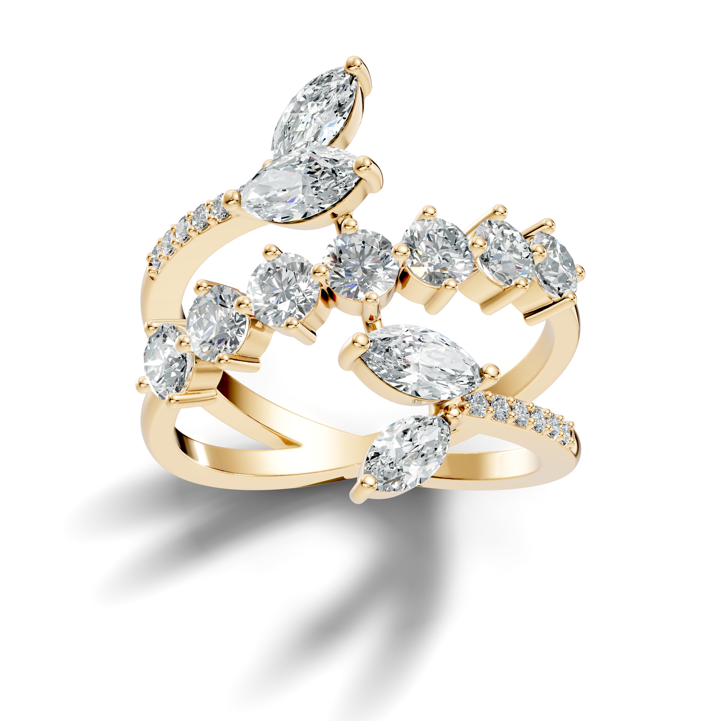 2.51Ct Round and Marquise Cut Lab Grown Diamond Vintage Delicate Classic Wedding Ring For Her - HIGHCARAT DIAMONDS
