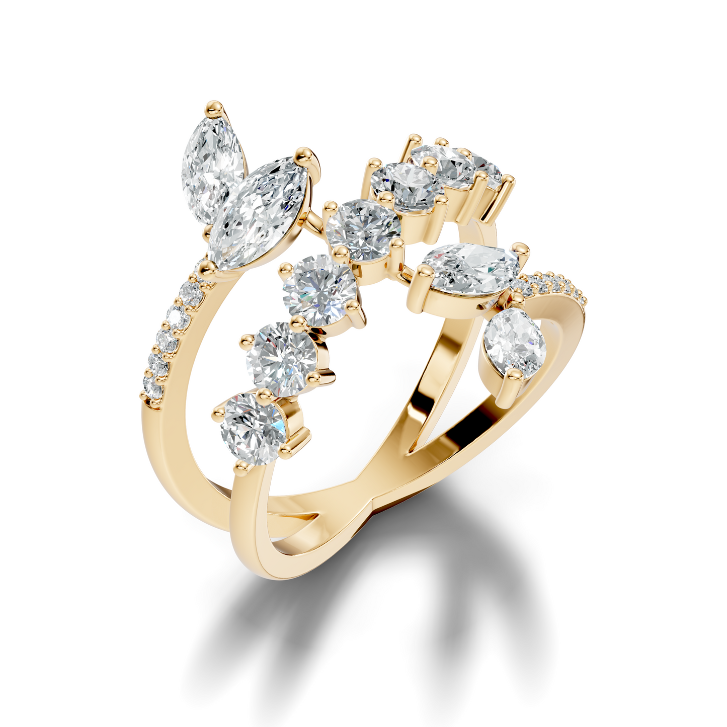 2.51Ct Round and Marquise Cut Lab Grown Diamond Vintage Delicate Classic Wedding Ring For Her - HIGHCARAT DIAMONDS