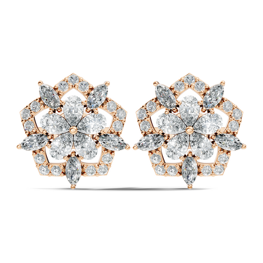 Vintage Round Cut Lab-Grown Diamond Stud Earrings in 18K Solid Yellow Gold - HIGHCARAT DIAMONDS