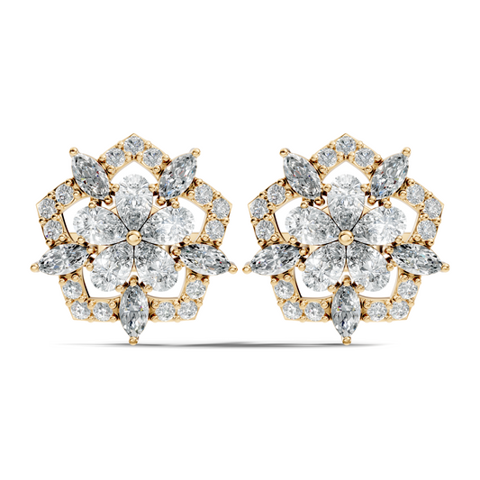 Vintage Round Cut Lab-Grown Diamond Stud Earrings in 18K Solid Yellow Gold - HIGHCARAT DIAMONDS