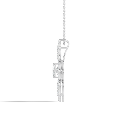 Princess Cut Lab-Grown Diamond Pendant Vintage Floral 14K Rose Gold Necklace - HIGHCARAT DIAMONDS