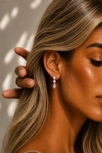 Round and Pear Cut Lab Grown Diamond Drop Earring - HIGHCARAT DIAMONDS