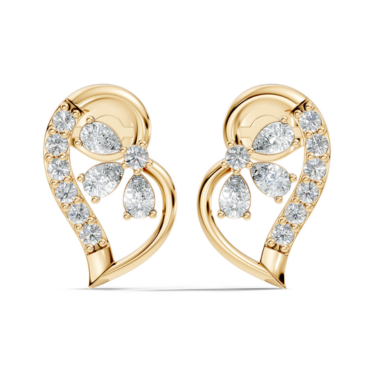 Round And Pear Shape Lab Grown Lab Grown & Natural Diamond  Unique  Style Earrings For Her - HIGHCARAT DIAMONDS