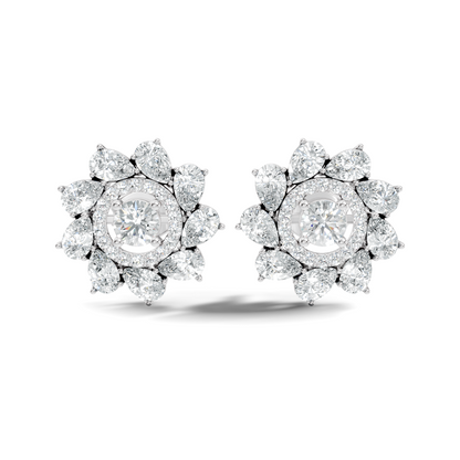 10k Solid Gold 3.78 Ct Round & Pear Shape Lab Grown-Natural Diamond Elegance Beautiful Vintage Diamond Earrings For Her - HIGHCARAT DIAMONDS