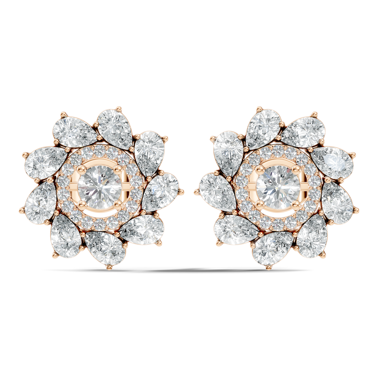 10k Solid Gold 3.78 Ct Round & Pear Shape Lab Grown-Natural Diamond Elegance Beautiful Vintage Diamond Earrings For Her - HIGHCARAT DIAMONDS