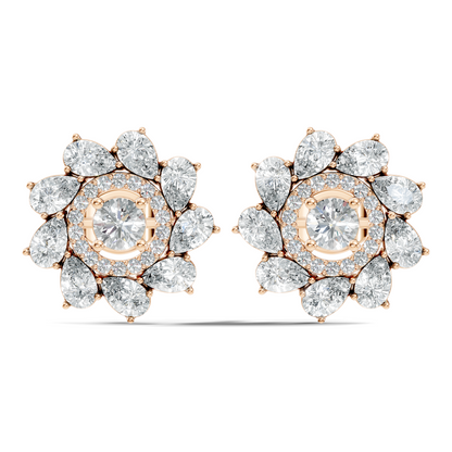 10k Solid Gold 3.78 Ct Round & Pear Shape Lab Grown-Natural Diamond Elegance Beautiful Vintage Diamond Earrings For Her - HIGHCARAT DIAMONDS