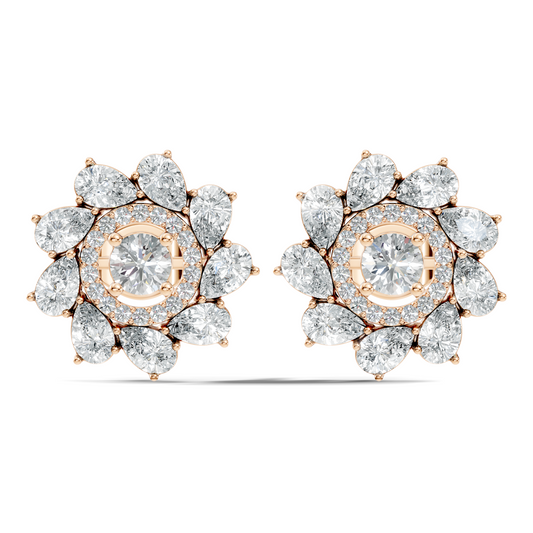 10k Solid Gold 3.78 Ct Round & Pear Shape Lab Grown-Natural Diamond Elegance Beautiful Vintage Diamond Earrings For Her - HIGHCARAT DIAMONDS