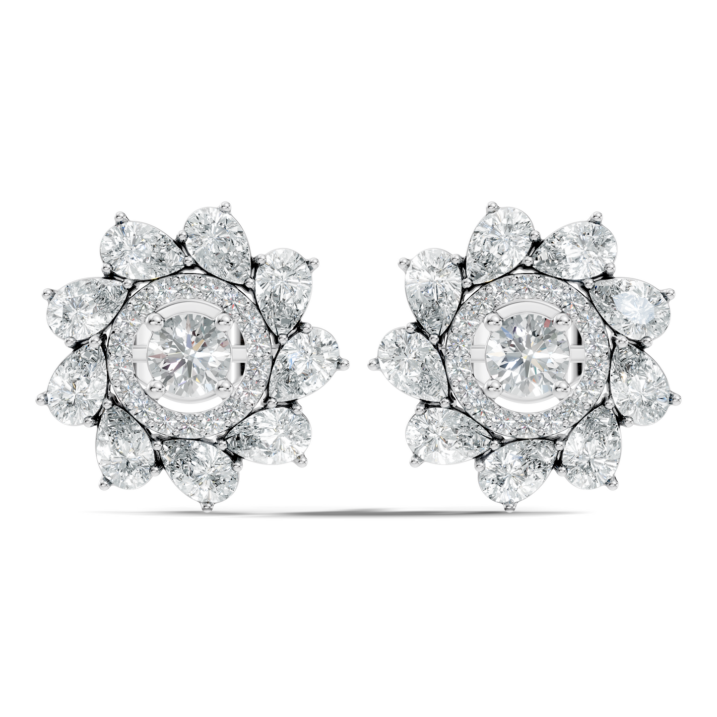 10k Solid Gold 3.78 Ct Round & Pear Shape Lab Grown-Natural Diamond Elegance Beautiful Vintage Diamond Earrings For Her - HIGHCARAT DIAMONDS