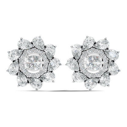 10k Solid Gold 3.78 Ct Round & Pear Shape Lab Grown-Natural Diamond Elegance Beautiful Vintage Diamond Earrings For Her - HIGHCARAT DIAMONDS