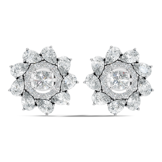 10k Solid Gold 3.78 Ct Round & Pear Shape Lab Grown-Natural Diamond Elegance Beautiful Vintage Diamond Earrings For Her - HIGHCARAT DIAMONDS