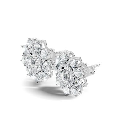 10k Solid Gold 3.78 Ct Round & Pear Shape Lab Grown-Natural Diamond Elegance Beautiful Vintage Diamond Earrings For Her - HIGHCARAT DIAMONDS