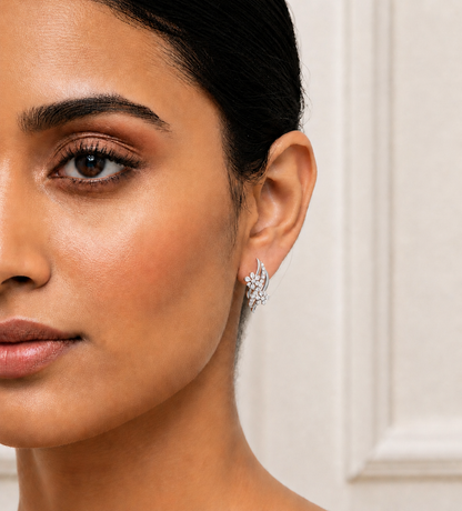 Round and Pear Lab-Grown Diamond Push Back Stud Earring - HIGHCARAT DIAMONDS