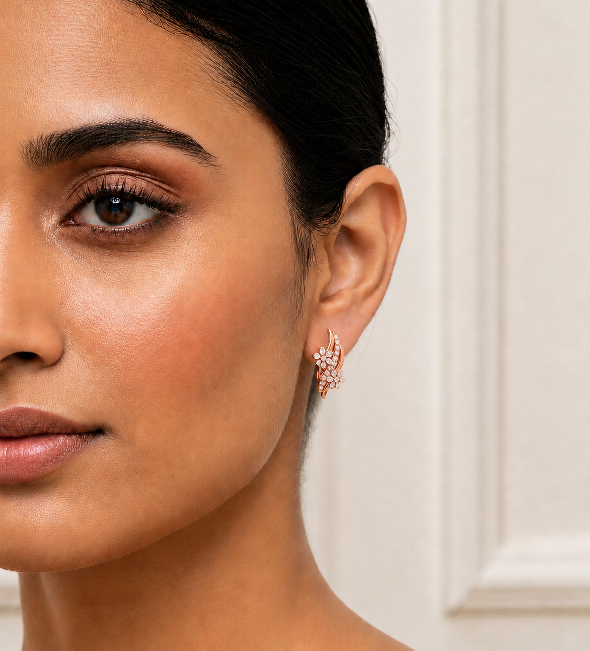Round and Pear Lab-Grown Diamond Push Back Stud Earring - HIGHCARAT DIAMONDS