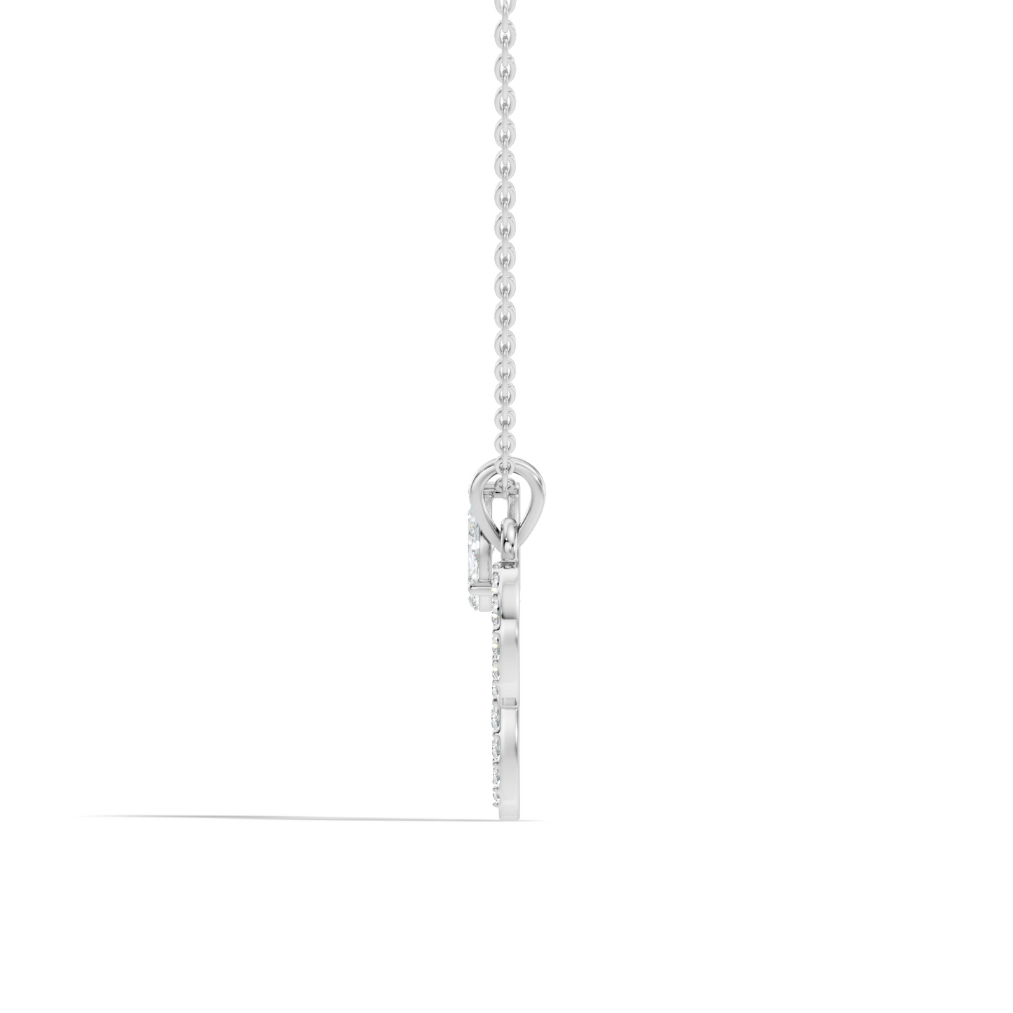 Side profile of P letter diamond pendant with polished bail design