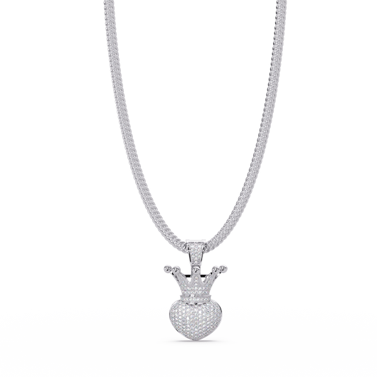 Royal Crown Heart Lab Grown Diamond Pendant Necklace - HIGHCARAT DIAMONDS