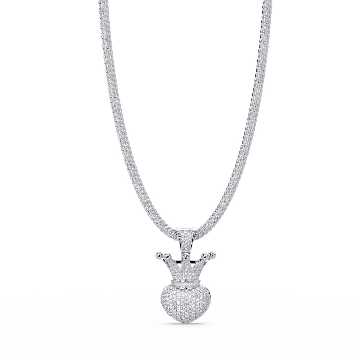 Royal Crown Heart Lab Grown Diamond Pendant Necklace - HIGHCARAT DIAMONDS