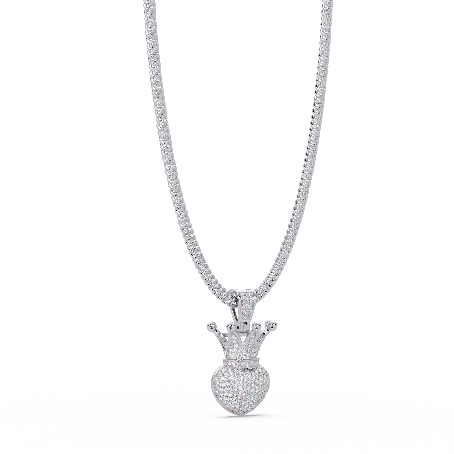 Royal Crown Heart Lab Grown Diamond Pendant Necklace - HIGHCARAT DIAMONDS