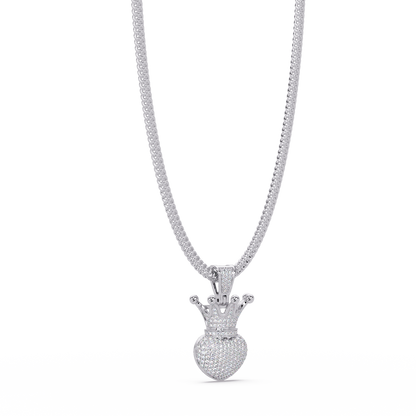 Royal Crown Heart Lab Grown Diamond Pendant Necklace - HIGHCARAT DIAMONDS