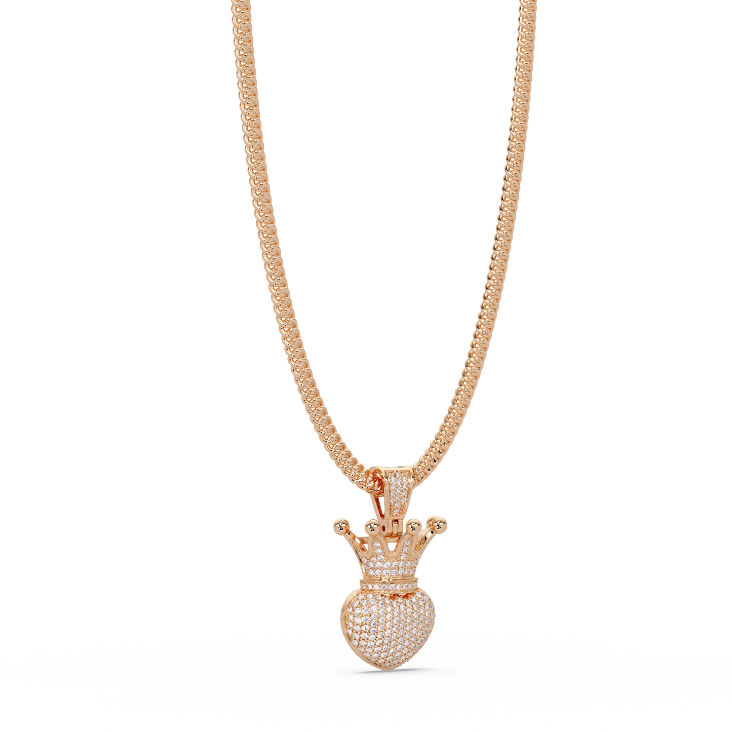 Royal Crown Heart Lab Grown Diamond Pendant Necklace - HIGHCARAT DIAMONDS