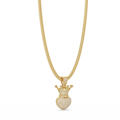 Royal Crown Heart Lab Grown Diamond Pendant Necklace - HIGHCARAT DIAMONDS