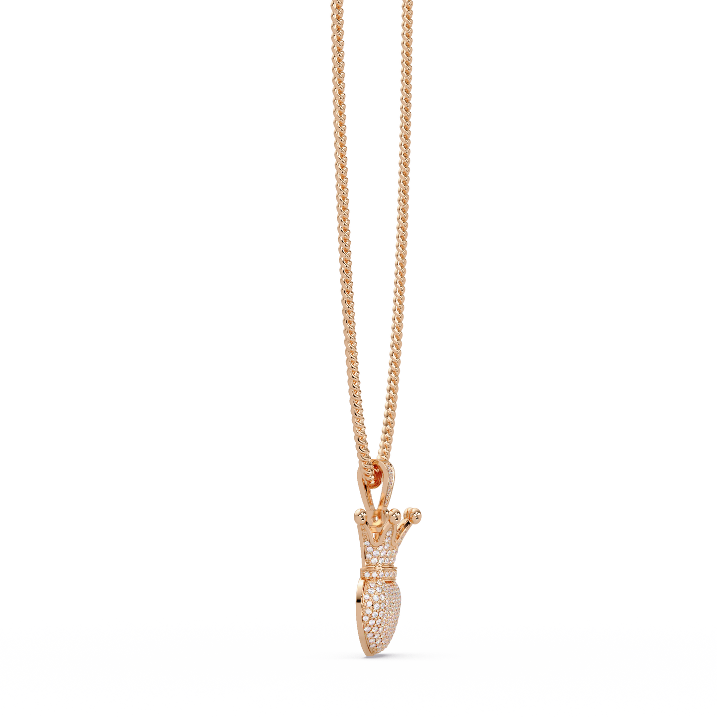 Royal Crown Heart Lab Grown Diamond Pendant Necklace - HIGHCARAT DIAMONDS