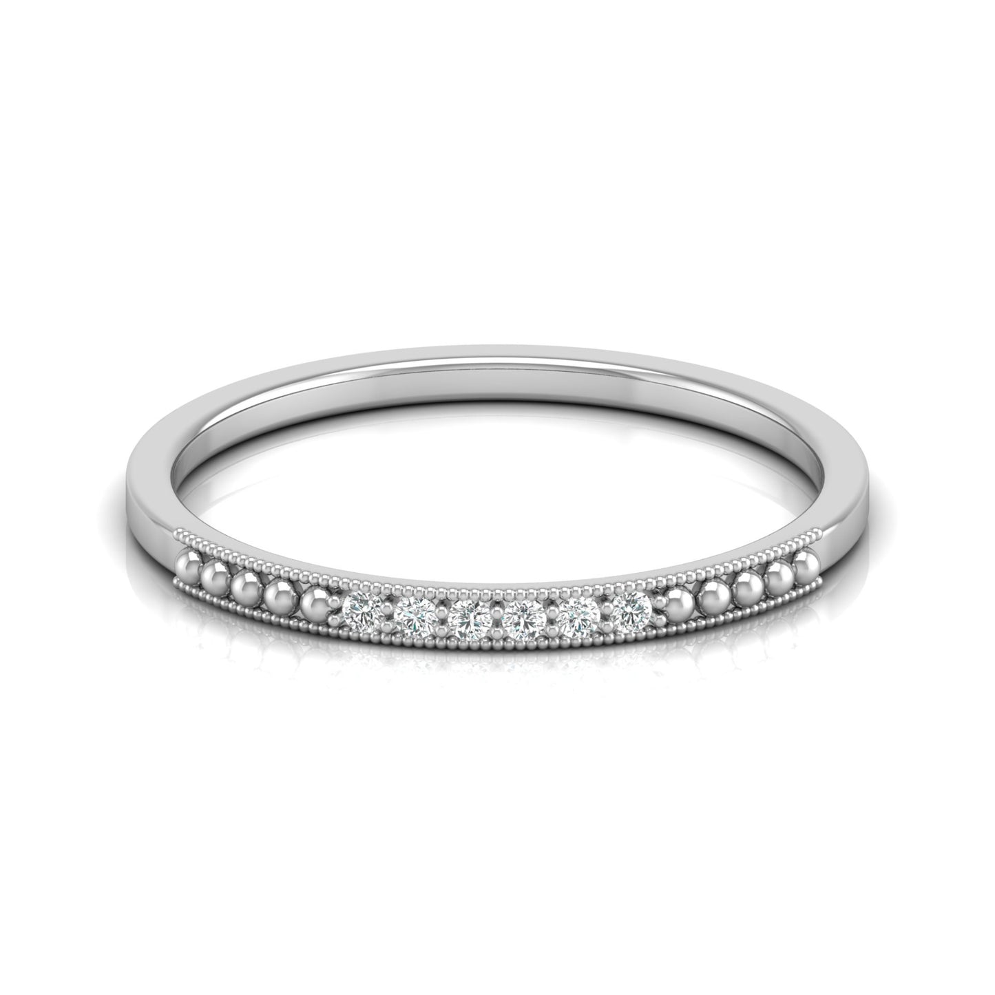 Minimalist Round Shaped Diamond Wedding Band Ring In 18K Solid Gold For Women's