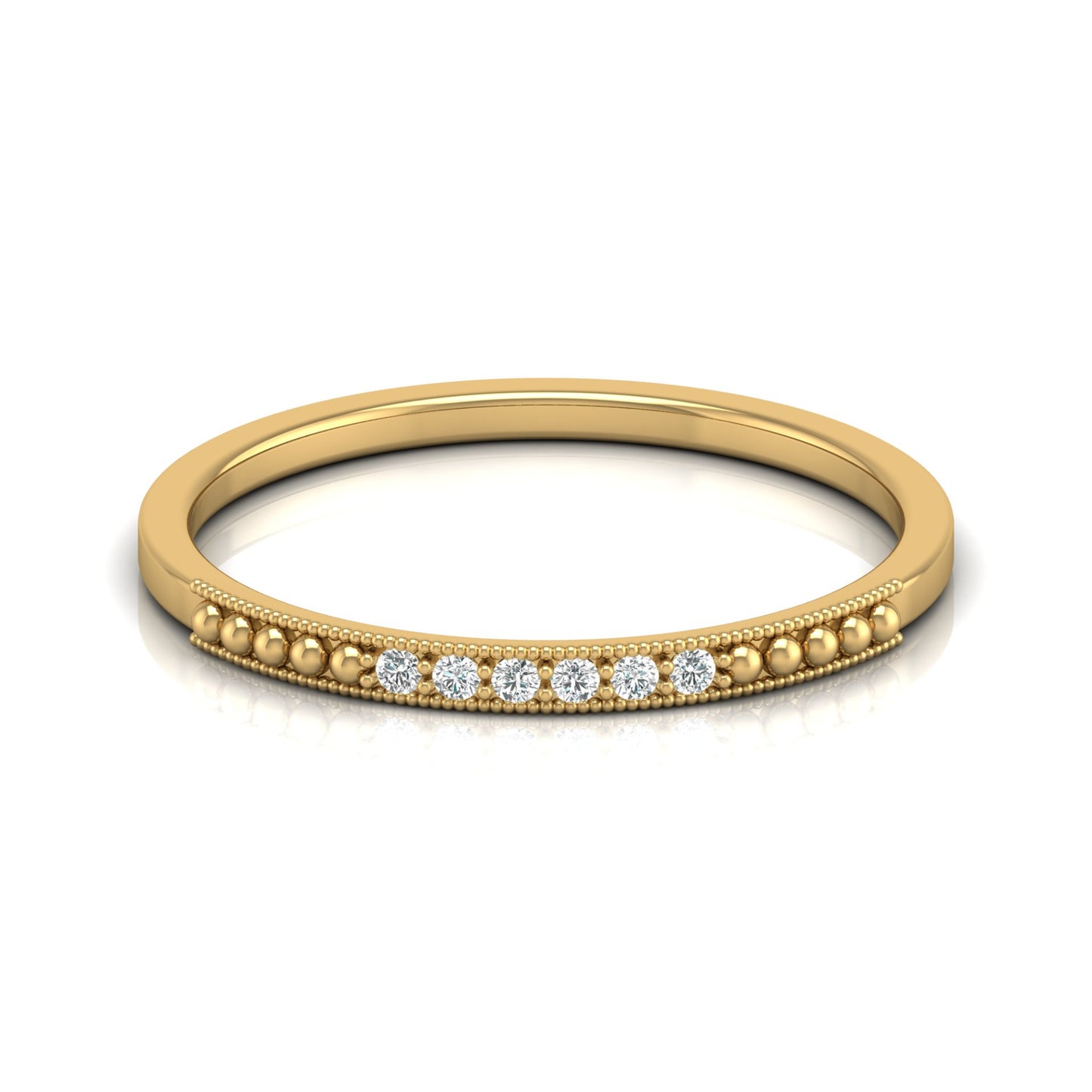 Minimalist Round Shaped Diamond Wedding Band Ring In 18K Solid Gold For Women's