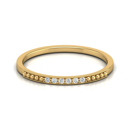 Minimalist Round Shaped Diamond Wedding Band Ring In 18K Solid Gold For Women's