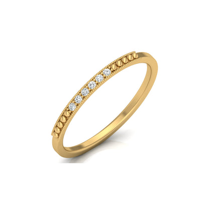 Minimalist Round Shaped Diamond Wedding Band Ring In 18K Solid Gold For Women's