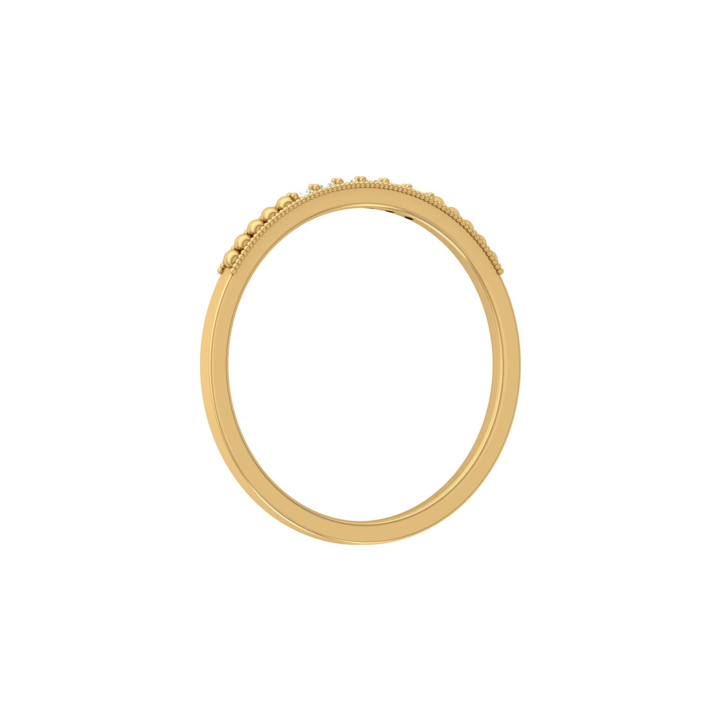 Minimalist Round Shaped Diamond Wedding Band Ring In 18K Solid Gold For Women's