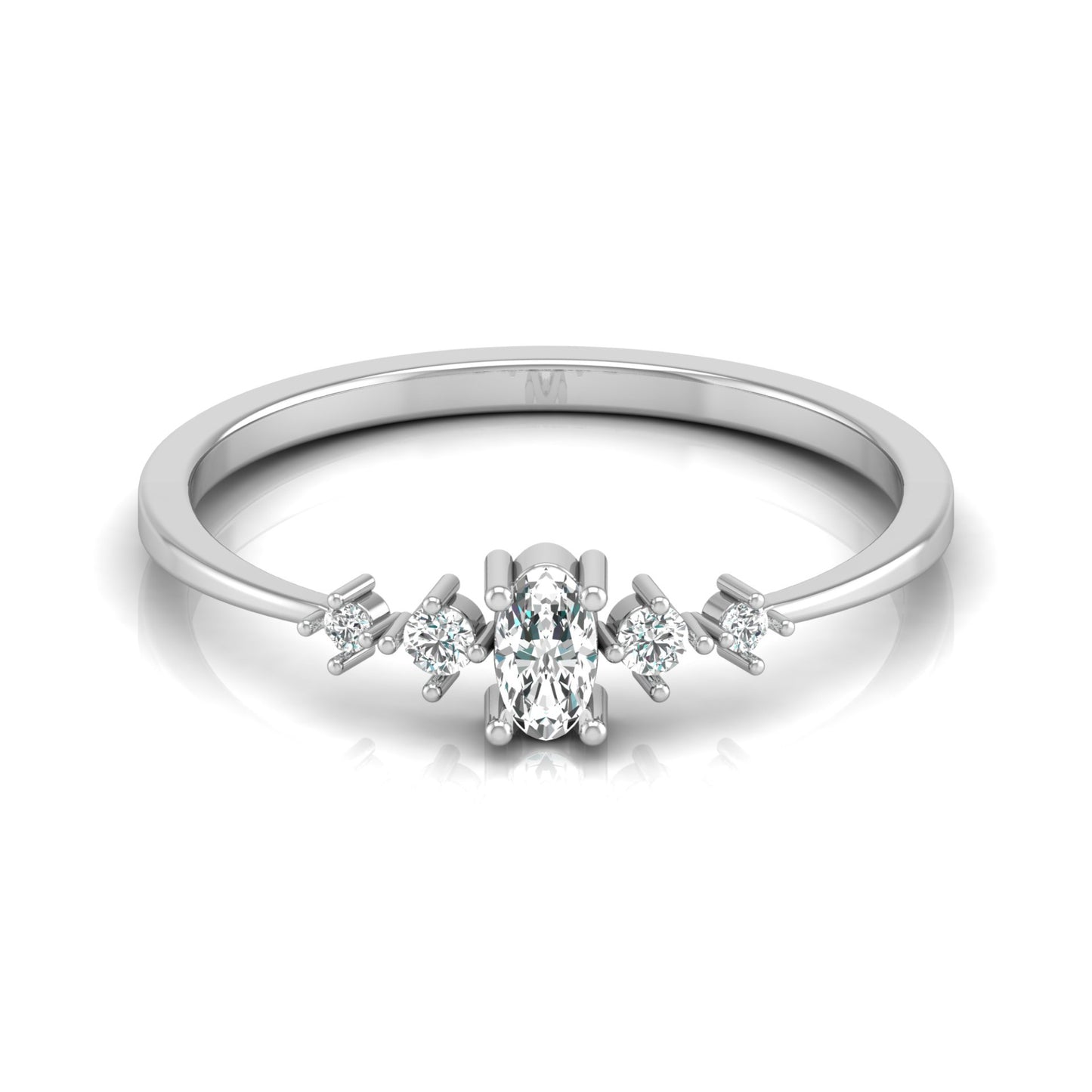 Minimalist 0.17 CT Round And Oval Labgrown Diamond Stackable  Band Ring For Women's