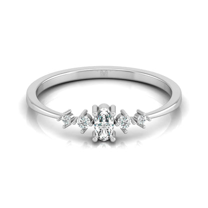 Minimalist 0.17 CT Round And Oval Labgrown Diamond Stackable  Band Ring For Women's