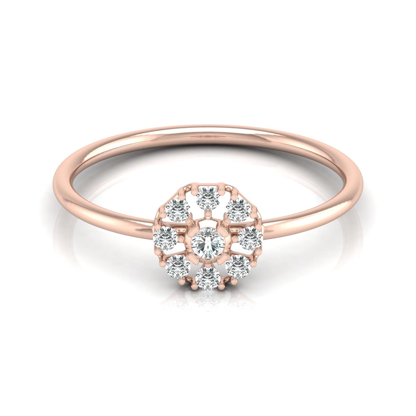 Floral Diamond Ring For Her In 14KT Solid Gold Wearable Art For Daily Elegance