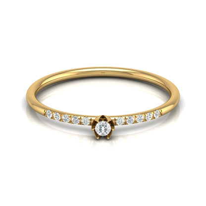 14K Solid Rose Gold Pretty Round Shaped Diamond Ring Nature-Inspired Simplicity Ecofriendly Gift