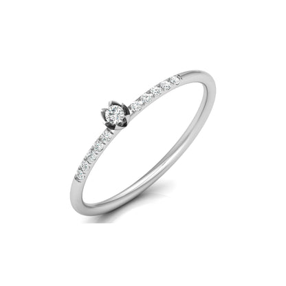 14K Solid Rose Gold Pretty Round Shaped Diamond Ring Nature-Inspired Simplicity Ecofriendly Gift