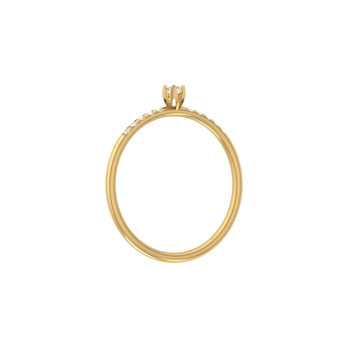 14K Solid Rose Gold Pretty Round Shaped Diamond Ring Nature-Inspired Simplicity Ecofriendly Gift